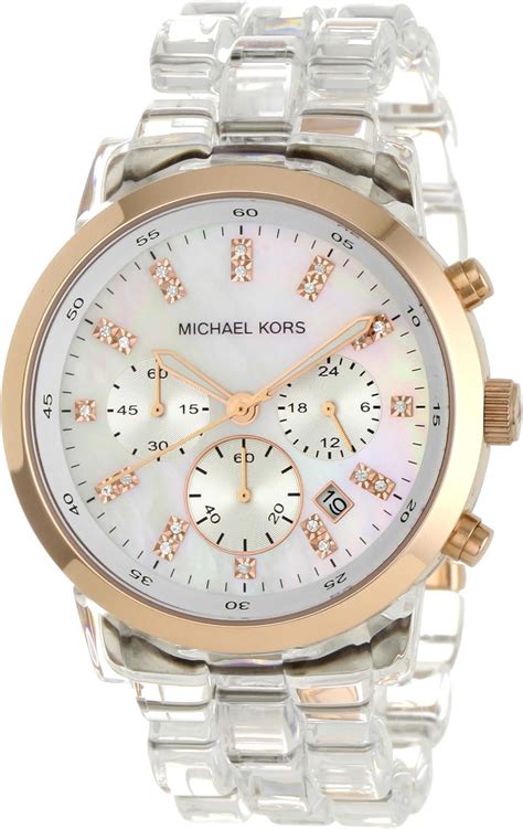 michael kors watches women plastic band|Michael Kors clear band watch.